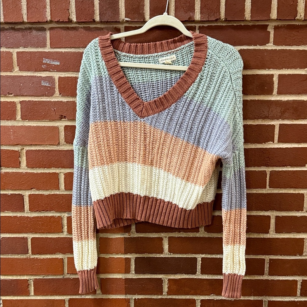 Colorful Striped V-Neck Sweater